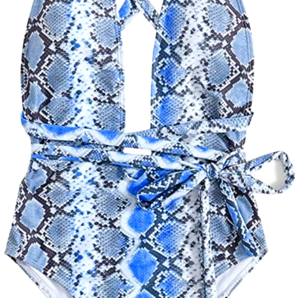 Blue Snake skin print sexy bathing suit XL